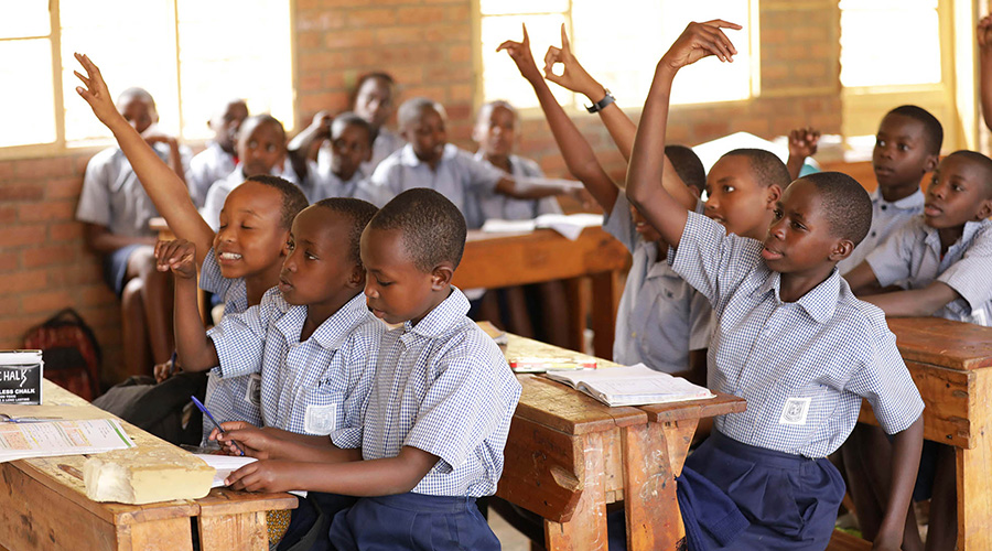 Pupils during class at Groupe Scolaire Kimisagara. 