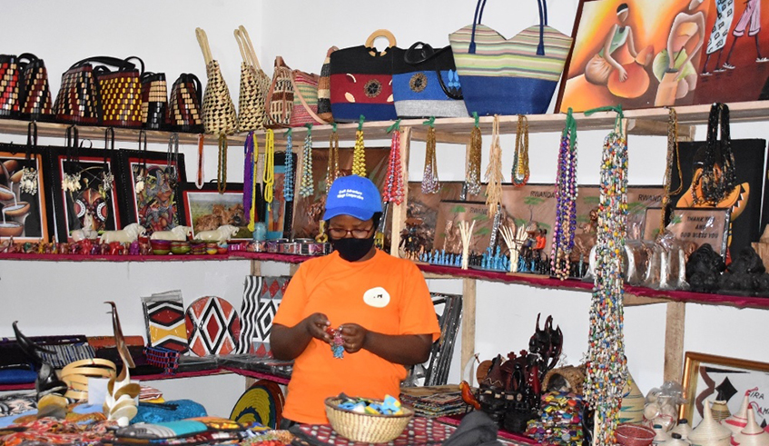 Parfaite Umutesi markets and sells artisanal products from the cooperative. / Photo: Courtesy.