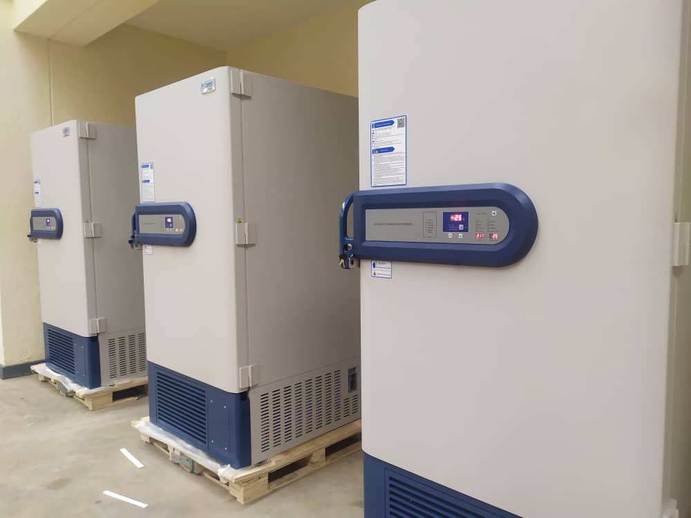 The new ultra-cold freezers, showcased in Kigali, will be used to store Covid-19 vaccines upon their arrival in the country. / Photos: Courtesy