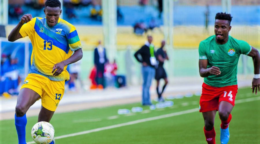 Right-back Fitina Omborenga (L), seen here in action against Ethiopia in CHAN qualifiers in October 2019, is one of the Rwandan players to watch in Cameroon. 