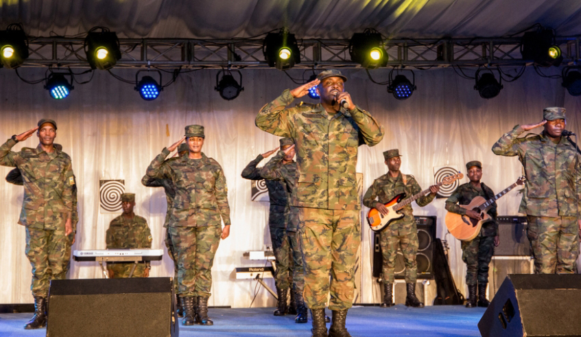 Rwanda Defence Force soldiers perform at a past heroes concert . / Courtesy