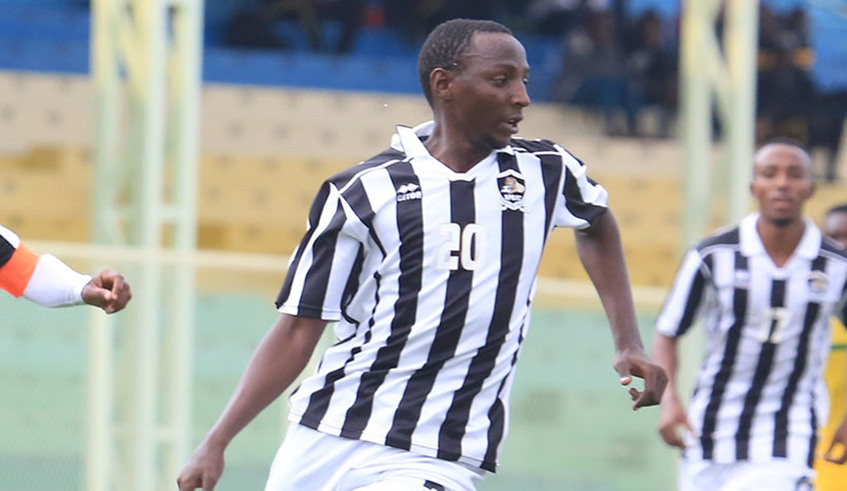 APR FC midfielder Andrew Buteera in a previous match. The 26 year-old who has been sidelined for three months is recovering and has started light training. / Photo: File.