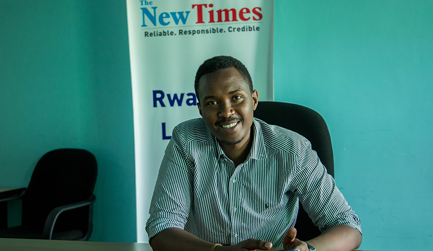 Bruce Mugwaneza during the interview . / Photo by Dan Nsengiyumva 