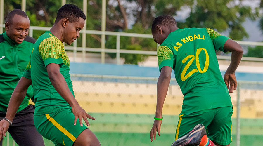 AS Kigali players during a recent training session in Kigali. 