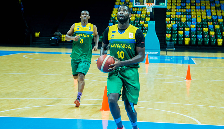 National Basketball team captain Olivier Shyaka during a recent training session at Kigali Arena. / Photo: Dan Nsengiyumva.