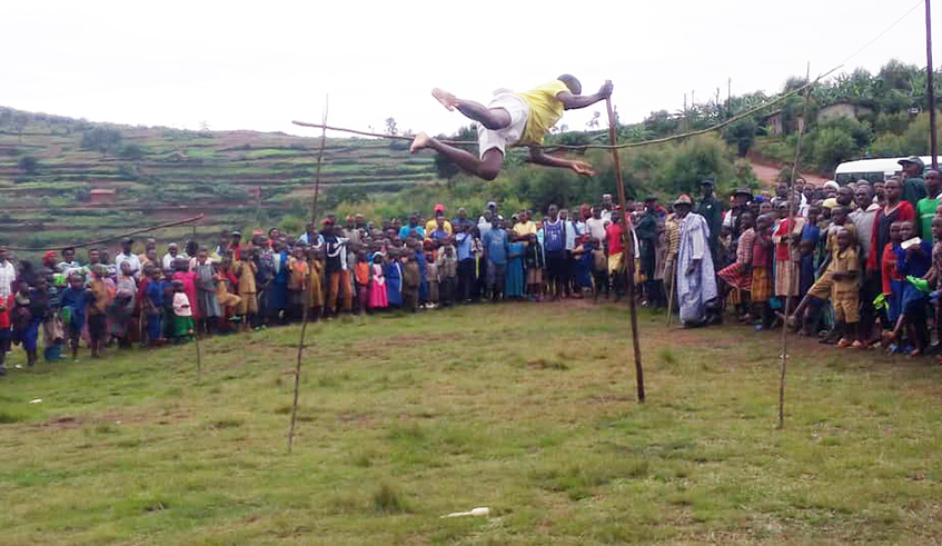 A young man participates in high jump, a sport which Rwandans used to excel in back in the day. High jump is one of several traditional sports disciplines the country wants to re-introduce to help boost cultural tourism. / Photo: File.