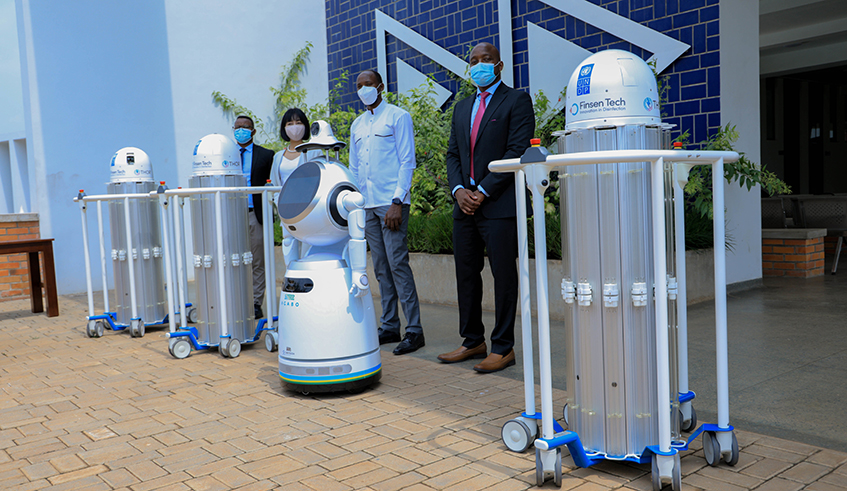 Rwanda received three THOR UVC robots, which are expected to help in cleaning and disinfecting treatment centres, hospitals and places of mass gathering. / Photo: Dan Nsengiyumva.