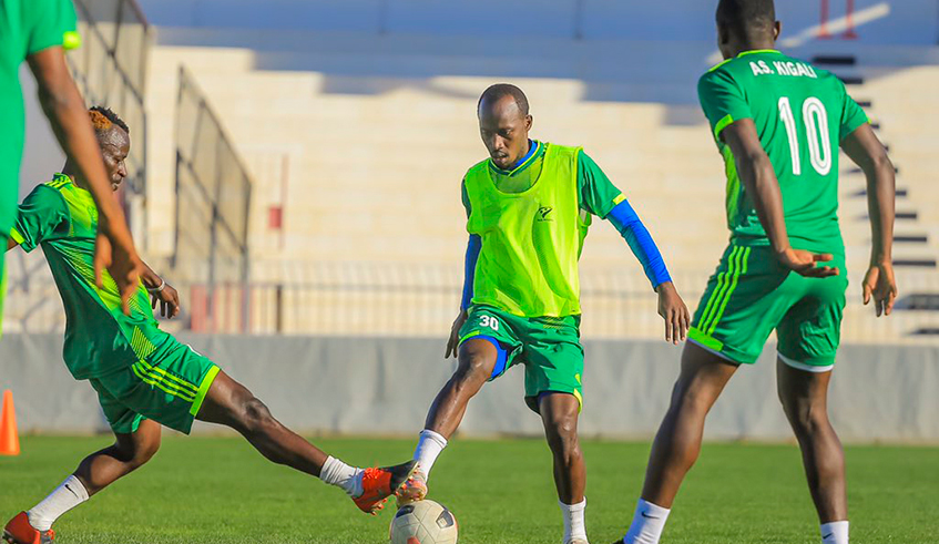 AS Kigali players during a training session ahead of their first leg tie against SC Sfaxien. / Courtesy.