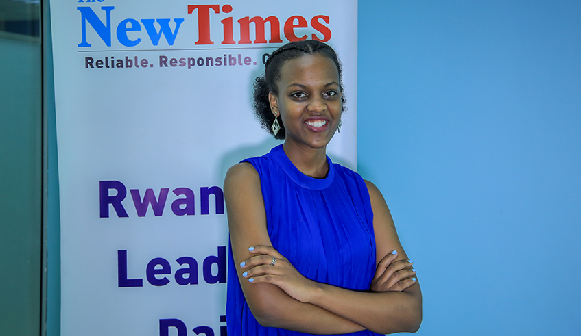 Kevine Musoni during the interview at The New Times office. / Photo: Dan Nsengiyumva 