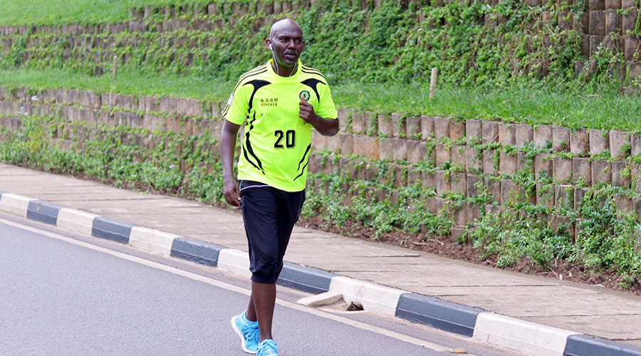 A man jogs in Kigali recently. The Ministry of Sports announced that individual and non-contact outdoor sports activities are allowed to resume from Tuesday, February 23rd. 