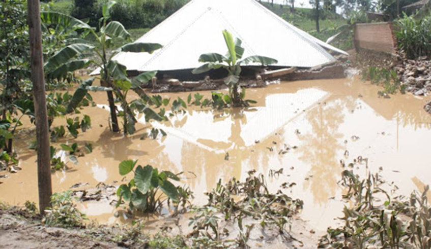 A house that was completely destroyed by floods in Rubavu District. / Photo: Courtesy.