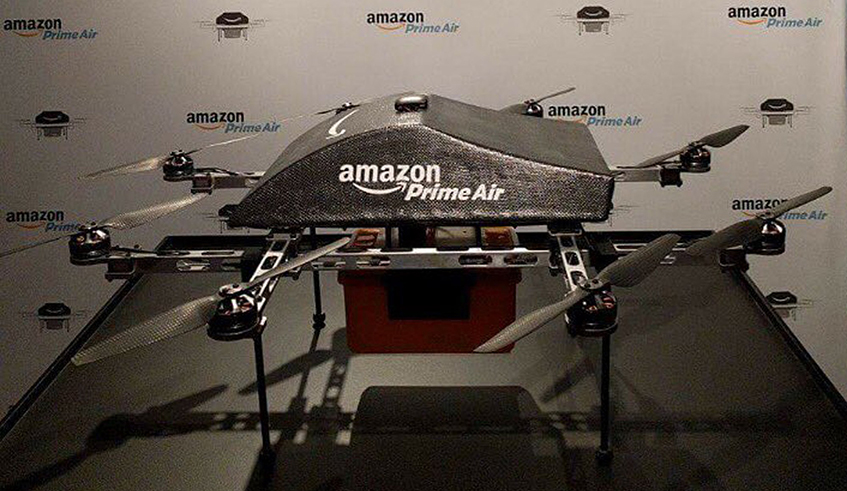 Amazonu2019s Prime Air delivery drone on display to the public at the SXSW Conference in Austin, Texas. Since the launch of Amazon, innovation and creativity became leading pillars in the business and tech world. / Net photo.