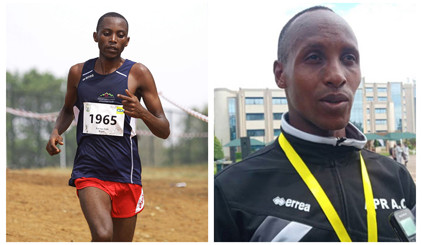 Long distance runner Felicien Muhitira (left) during a recent Cross Country competition and Yves Nimubona. / File.