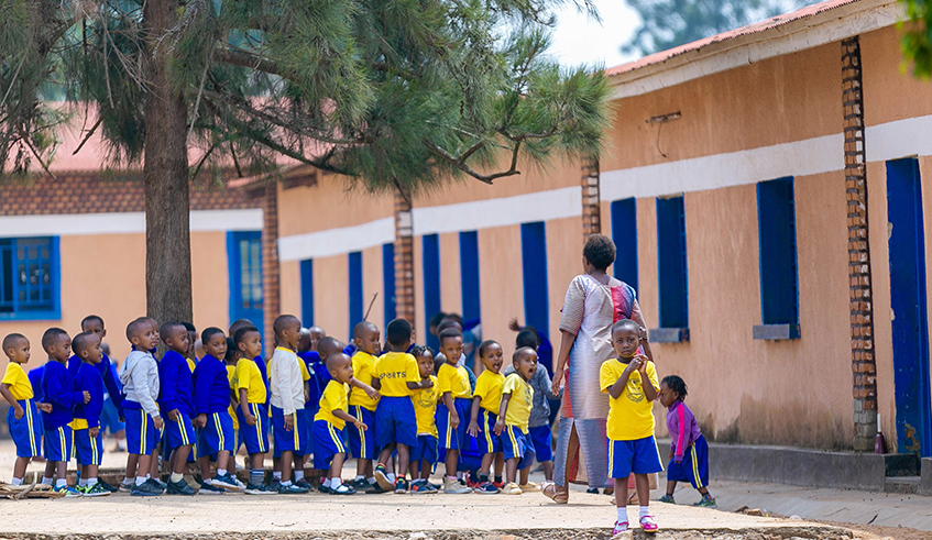 Kindergarten pupils at Groupe Scolaire Camp Kigali in Nyarugenge District. Activists have made an appeal for toddlers, many of whom have to wake up in the wee hours of the morning to commute to school. / Photo: Sam Ngendahimana.