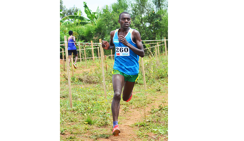 Middle and long-distance runner John Hakizimana during a recent competition. He has started training ahead of the forthcoming Olympic Games slated in Tokyo, Japan in July. / Sam Ngendahimana