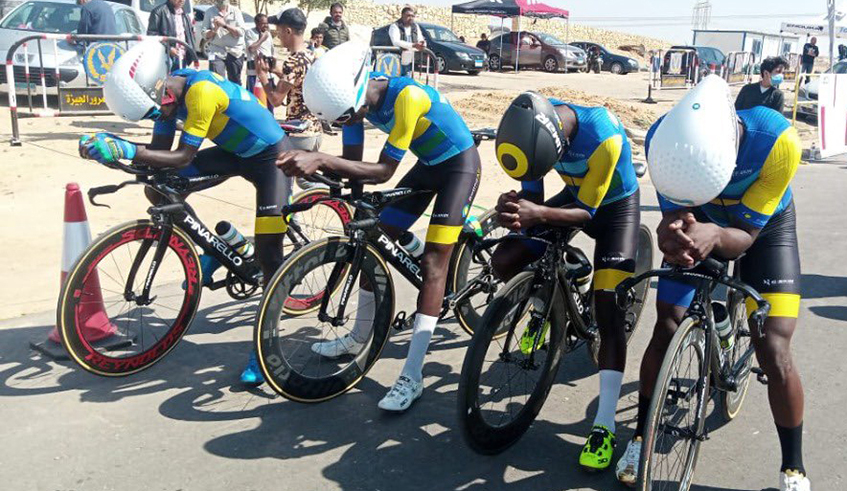 Team Rwanda riders during African Road race championship in Cairo last week .Team Rwanda will start Tour du Rwanda preps on March 15. / Courtesy.