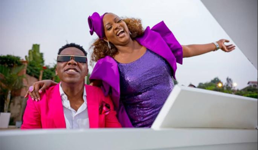 Aline Gahongayire and Niyo Bosco at the shoot of the ir song Izindi Mbaraga. / Courtesy photos