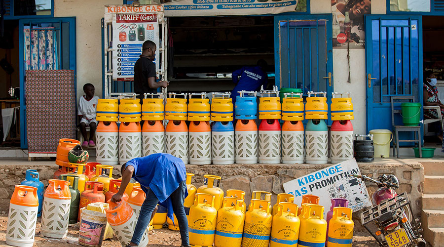 A liquefied petroleum gas (LPG) shop in Remera, Kigali. Due to the increase in gas prices, some people are considering going back to using charcoal as a source of cooking energy. 