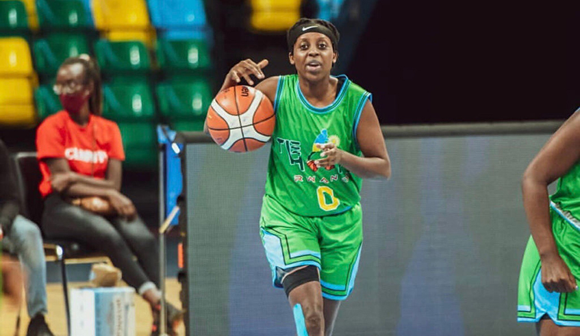 Rosine Micomyiza, who plays for the Hoops Basketball club during a league match last year. The national women basketball team is set to begin training for this yearu2019s Afrobasket qualifiers. / Photo: File.