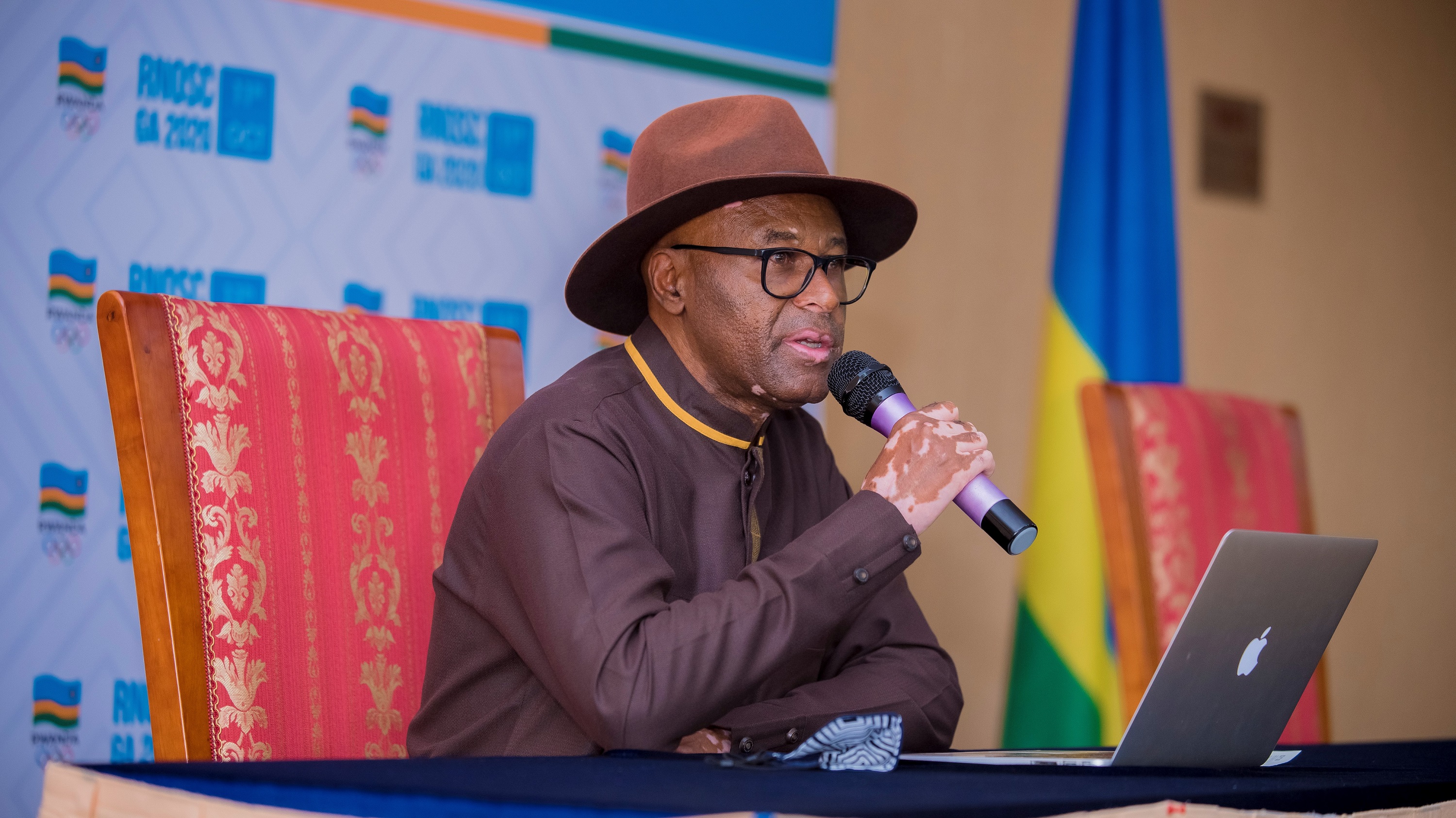 The Rwanda National Olympic Committee President Amb. Valens Munyabagisha speaks during a recent event. 