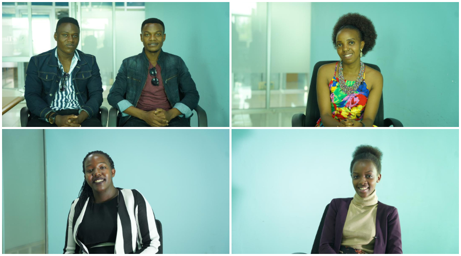 CLOCKWISE: Emmanuel Habiyambere and Oreste Hafishimana; Aimee Laetitia Umubyeyi; Josiane Umurerwa; and Charline Mugeniwayezu.