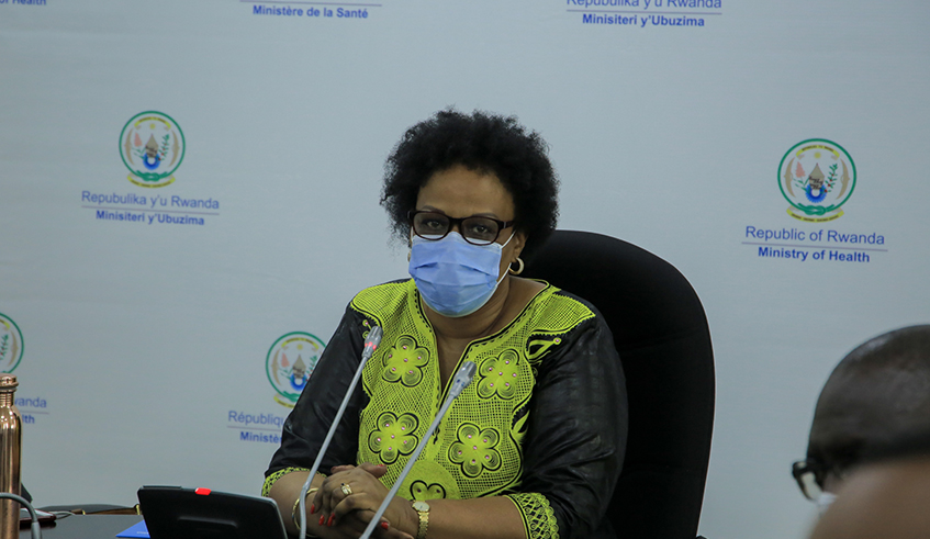 Dr. Yvonne Kayiteshonga, the Manager of the Mental Health Division at RBC speaks during a media briefing on Kwibuka 27 at the ministry of health on April 5, 2021. / Dan Nsengiyumva