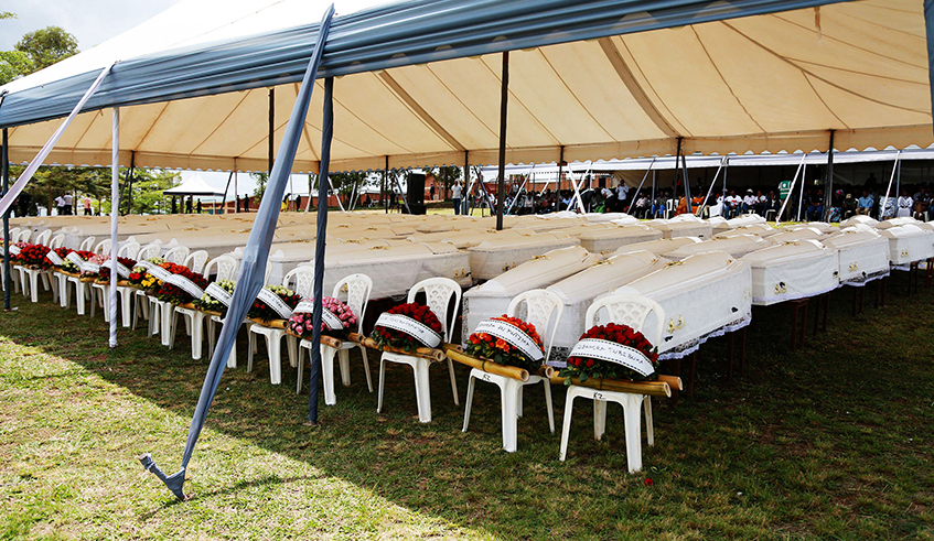 A total of 84,439 remains of genocide victims exhumed from mass graves are given a decent burial in Kigali on May 4, 2019. / Photo: Sam Ngendahimana.