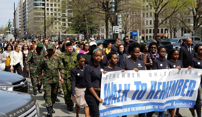 Rwandans in Diaspora and friends of Rwanda during a u2018Walk to Rememberu2019 the Genocide against the Tutsi in 2019. / Photo: Courtesy.