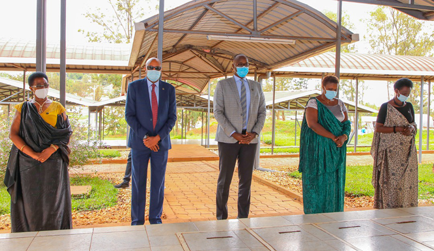 Different officials and representatives of genocide survivors commemorated genocide victims buried at Nyanza Genocide memorial site