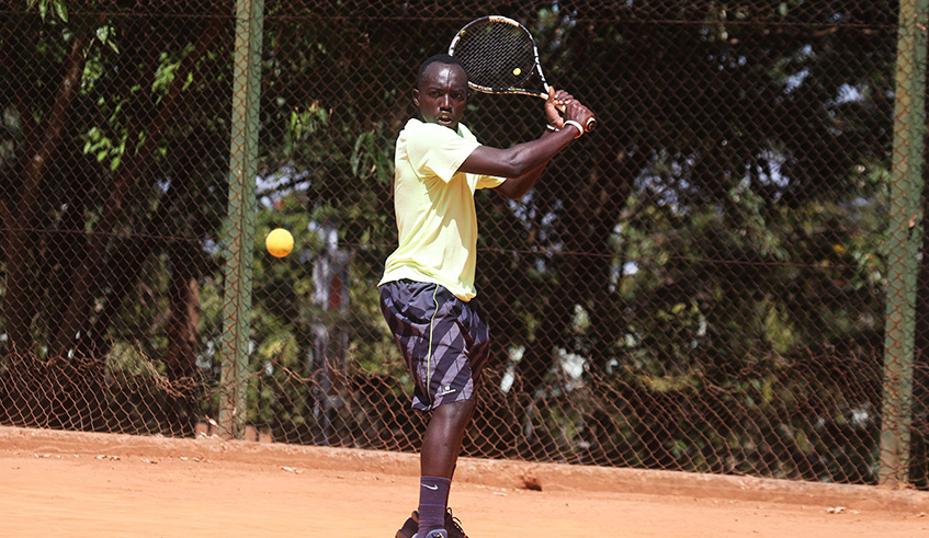  Hamis Gatete, one of the top seeds in the country during a past competition, at Amahoro indoor stadium. Officials in the Tennis Federation are not sure whether the annual Tennis memorial tourney will be held this year. / Sam Ngendahimana.
