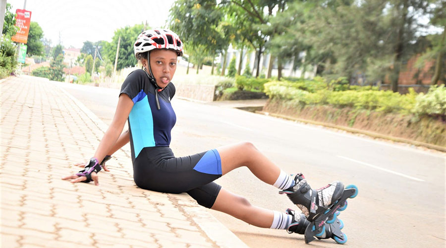 Innocente Ingabire, 20, wants to be a top speed skater in Rwanda.