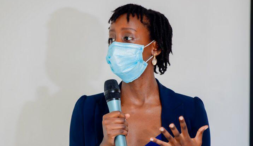 Miss Rwanda 2021 Grace Ingabire giving her remarks