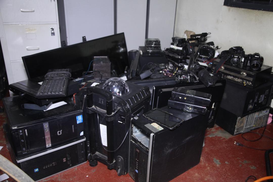 Some of the recovered electronics that had been stolen by the group.