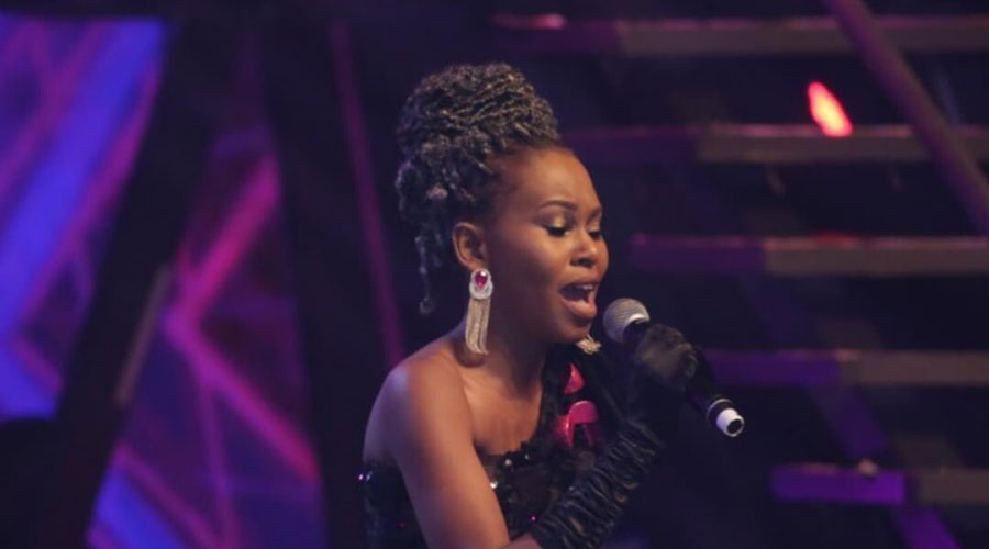 Alyn Sano during a performance at The Voice Afrique semi-final contest on Saturday, April 24 in Abidjan. 