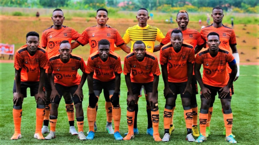 Bugesera players pose for a group photo before a football match in the past. The club has warned that strict measures will be taken against players who fail to comply with Covid-19 protocols. 