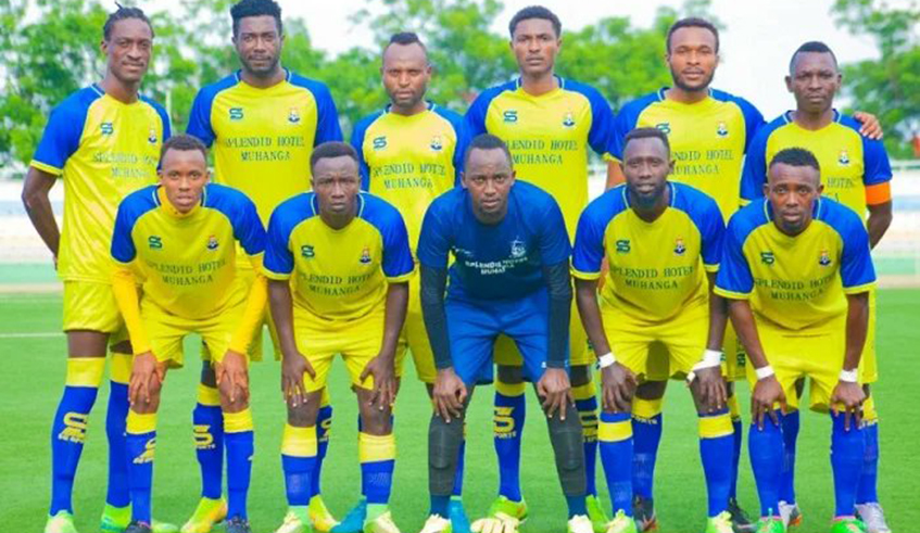 AS Muhanga players in a group photo before a past league match. 10 of the clubu2019s players and two members of the clubu2019s technical staff tested positive for coronavirus on Sunday. / File. 