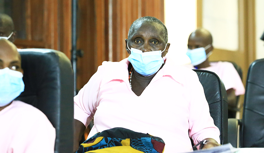 Angeline Mukandutiye, the only woman among the group of 21  other terror suspects  during the hearing . / Sam Ngendahimana