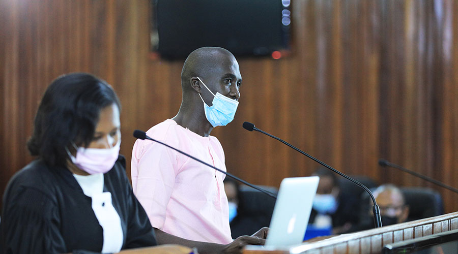 Terror suspect u2018Colonelu2019 Marc Nizeyimana presents his defence before court during the hearing on Thursday, April 29. 