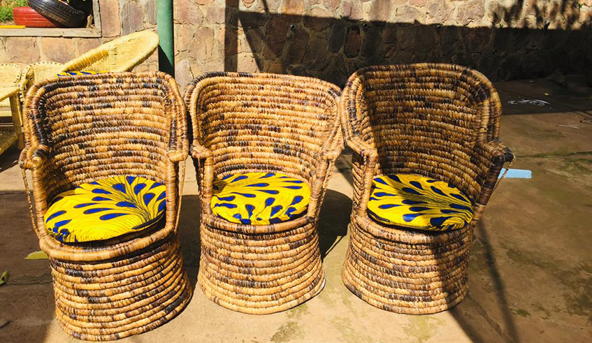 Uwineza makes different kinds of locally made products from banana leaves, bamboo and palm leaves. / Photos: Courtesy