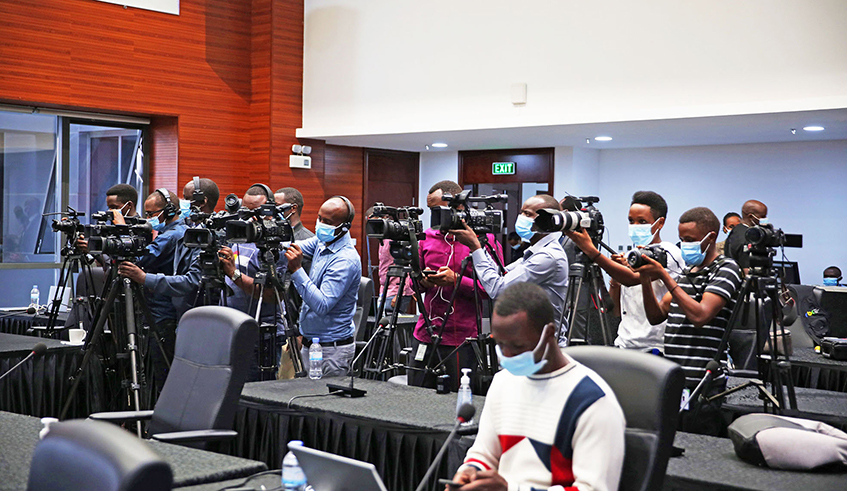 Journalists cover a news conference in Kigali in March 2021. There is need to raise more awareness about access to information law in the public and private institutions as well as the community in general. / Photo: Sam Ngendahimana.