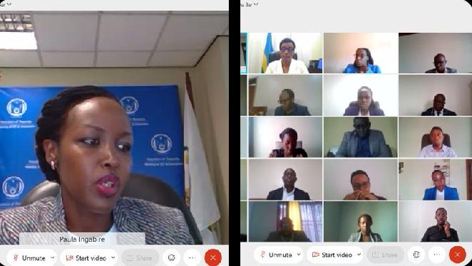 Paula Ingabire (L), Minister of ICT and Innovation while explaining the relevance of the bill to lawmakers. (Courtesy)