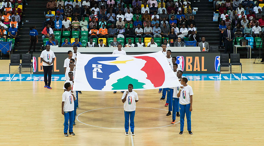 A group of youth unveil the BAL logo last year at the Kigali Arena. The tournament will tip off on May 16 and run until May 30. 