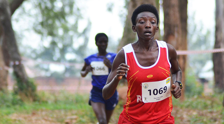 Marthe Yankurije runs during a previous cross country competition at Kicukiro stadium. She is one of the athletes looking to qualify for the Olympic Games. 