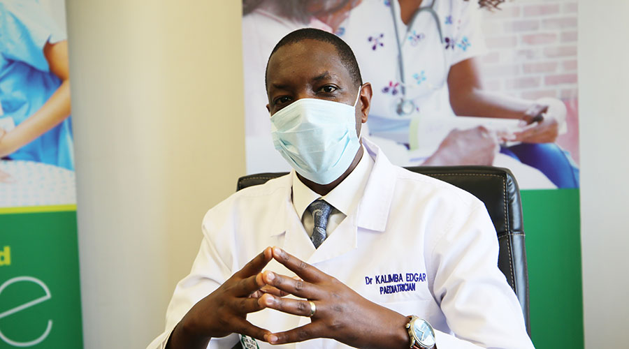 Dr Edgar Kalimba, the Deputy Chief Executive of King Faisal Hospital, Kigali, speaks during the news conference at the hospital on Wednesday, May 19. 