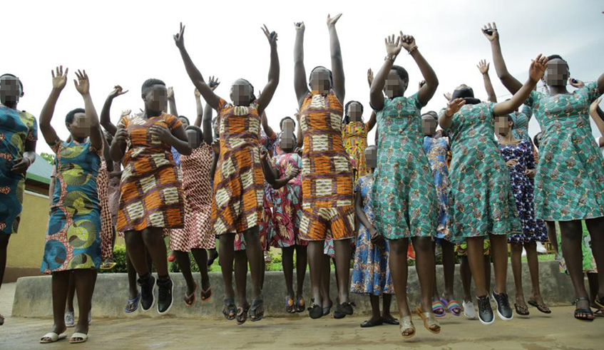 Teen mothers in Rwamagana District during an exercise. 