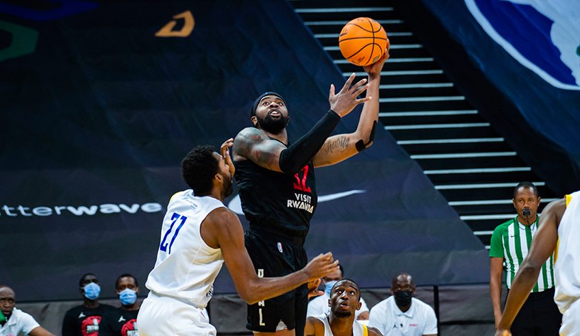 Patriotsu2019 Prince Ibeh Chinenye prepares to take a shot during the group stages of the Basketball Africa League. The Rwandan champions entered the tournament as underdogs but performed well to reach the semifinals. / Photo: Courtesy.