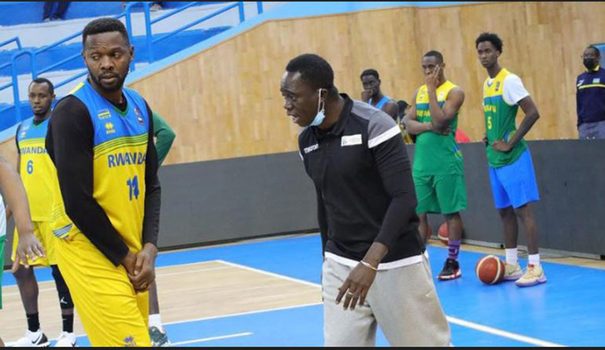 Cheikh Sarr, the national Basketball team head coach during a past training session. The Senegalese coach has pointed out Angola and DRC as Rwandau2019s main challengers in the Afrobasket tourney. / Photo: File.