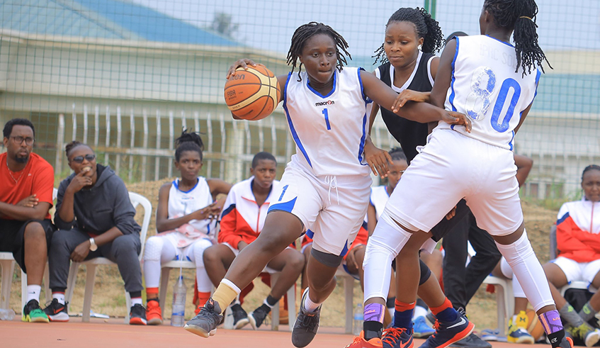 IPRC-Huye women basketball team players in a past match against APR BBC.   The Huye based team have set a target of winning their second league title in history. / Photo: File.