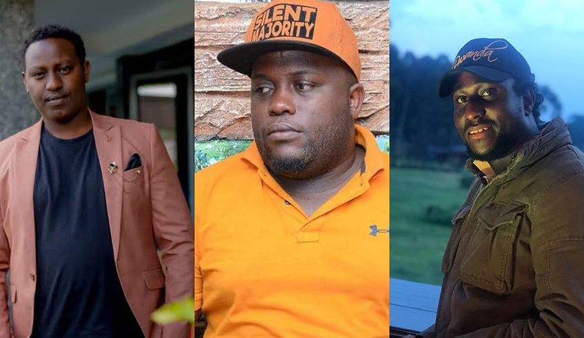  From left to right: Jean Claude Uhujimpfura, Muhamed Kintu, and Elijah Kalisimbi. The trio is looking to promote an unknown female artiste to stardom through a competition dubbed u2018The Next Diva-Indi Mbutou2019.. Photos/ courtesy