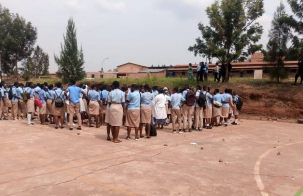 Students were convened in the school compound following the violent behaviour. 